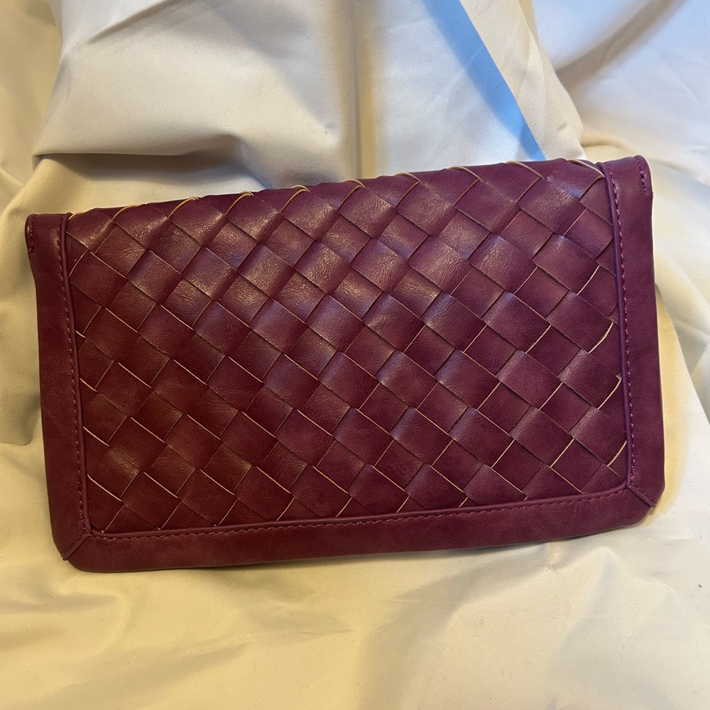 Purple Power Woven Vegan Leather Clutch Purse